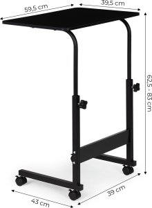 ModernHome Stolik pod laptopa z kółkami biurko dostawiane do fotela kanapy - czarne 8