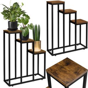 Kwietnik stojący czarny Loren Rustic postarzany dąb 2