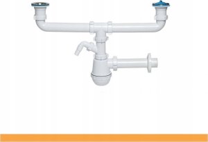 Syfon Tycner Syfon do zlewu fi50 mm butelkowy, metalowe sitko, wyjście: pralka/zmywarka 2-komory [5/15] 5