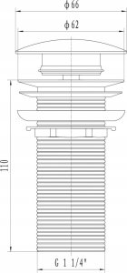 Syfon Tycner Spust umywalkowy chrom klik-klak długi L-110 bez otworu przelewowego [1/50] 2