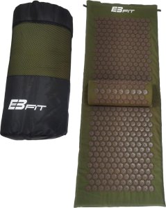 Eb Fit MATA Z PODUSZKĄ DO AKUPRESURY JOGI MASAŻU ZIELONO BRĄZOWA 128x48x2CM EB FIT 1