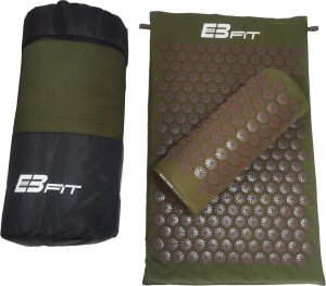 Eb Fit MATA Z PODUSZKĄ DO AKUPRESURY JOGI MASAŻU ZIELONO BRĄZOWA 68x42x2CM EB FIT 1