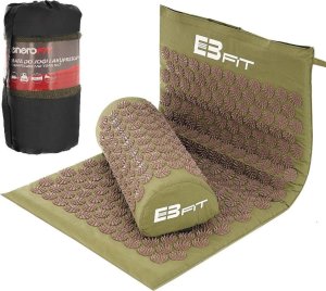 Eb Fit MATA Z PODUSZKĄ DO AKUPRESURY JOGI MASAŻU ZIELONO BRĄZOWA 68x42x2CM EB FIT 2