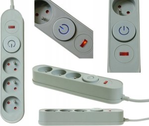 Listwa zasilająca Plastrol Plastrol Filtr W-00013 listwa zasilająca z układem przeciwprzepięciowym trzy gniazda, włącznik szara 3
