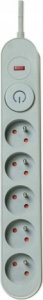Listwa zasilająca Plastrol Plastrol Filtr W-00020 listwa zasilająca z układem przeciwprzepięciowym pięć gniazd, włącznik szara 9