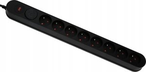 Listwa zasilająca Plastrol Plastrol Filtr W-00023 listwa zasilająca z układem przeciwprzepięciowym osiem gniazd, włącznik czarna 6