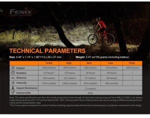 Fenix Priekinis dviračio žibintas Fenix BC26R, juodas 10