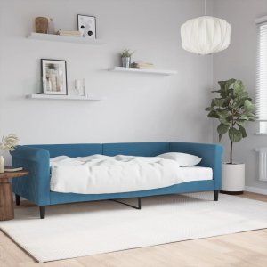 vidaXL vidaXL Sofa z materacem do spania, niebieska, 90x200 cm, aksamit 1