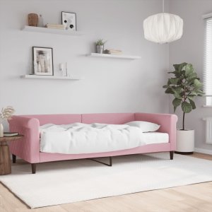 vidaXL vidaXL Sofa z materacem do spania, różowa, 90x200 cm, aksamit 1