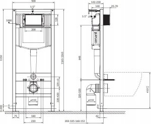 Zestaw podtynkowy Cersanit S701-796 / CERSANIT / AQUA 50 / C16 ZESTAW STELAŻ PODT WC MECH QF+ MZ CITY SQUARE CO DUR WOLNOOPADAJĄCA ŁW / 3