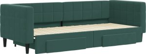 vidaXL vidaXL Sofa rozsuwana z szufladami, ciemnozielona, 80x200 cm, aksamit 3