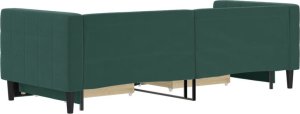 vidaXL vidaXL Sofa rozsuwana z szufladami, ciemnozielona, 80x200 cm, aksamit 5