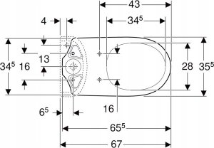 Miska WC Geberit Geberit Selnova Stojąca miska WC do spłuczki nasadzanej, lejowa, B36cm, H39cm, T67cm, odpływ poziomy [12] 3