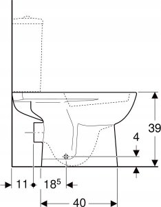 Miska WC Geberit Geberit Selnova Stojąca miska WC do spłuczki nasadzanej, lejowa, B36cm, H39cm, T67cm, odpływ poziomy [12] 5