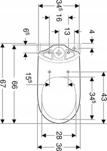 Miska WC Geberit Geberit Selnova Comfort Stojąca miska WC do spłuczki nasadzanej, lejowa, B36cm, H46cm, T67cm, podwyższona, odpływ poziomy  (niepełnosprawni) [6] 2