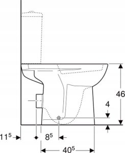 Miska WC Geberit Geberit Selnova Comfort Stojąca miska WC do spłuczki nasadzanej, lejowa, B36cm, H46cm, T67cm, podwyższona, odpływ poziomy  (niepełnosprawni) [6] 4