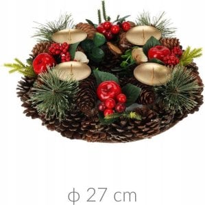 Home Styling Collection Wieniec adwentowy, świecznik z szyszek, Ø 27 cm 2