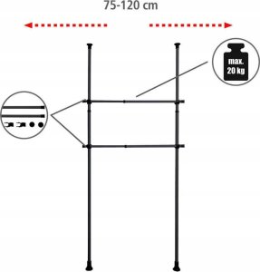 Wenko Szyna do garderoby, drążek do ubrań HERKULES 2 sztuki, 75-120 cm, WENKO 3
