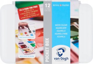 Talens Van Gogh Watercolour pocket box basic colours | 12 half pans + 3 colours for free 1