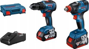 Zestaw elektronarzędzi Bosch Bosch battery combo kit GDX 18V-200 Professional + GSR 18V-55 Professional, 18Volt, tool set (blue/black, 2x Li-ion battery 4.0Ah, impact wrench and drill driver, in L-case) 3