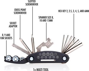 Bicycle Gear ZESTAW NARZĘDZI ROWEROWYCH 14 ELEMENTÓW W ETUI BICYCLE GEAR 17