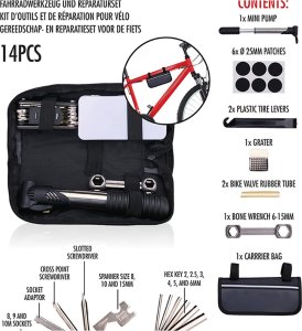 Bicycle Gear ZESTAW NARZĘDZI ROWEROWYCH 14 ELEMENTÓW W ETUI BICYCLE GEAR 20