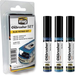 Vallejo Ammo: Oilbrusher Set - Blue Patinas Set 1