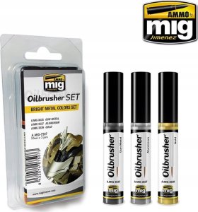 Vallejo Ammo: Oilbrusher Set - Bright Metal Colors Set 1