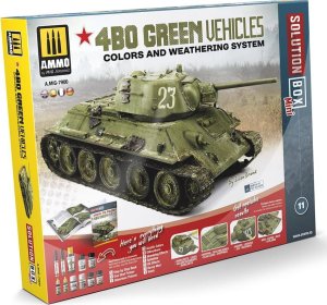 Vallejo Ammo: Solution Box Mini 11 - 4BO Green Vehicles - Colors and Weathering System 1