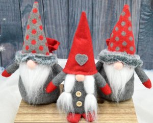 Dekoracja świąteczna Saska Garden MIKOŁAJEK DEKORACYJNY Z WORKIEM NA PREZENT 20CM CZERWONY 3