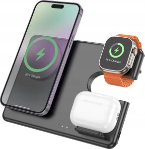 Ładowarka Hoco ładowarka indukcyjna 3w1 kompatybilna z Apple Watch 15W CQ1 czarna 3