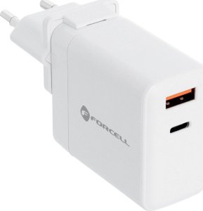 Ładowarka ForCell FORCELL F-ENERGY TFK-TC-45WPDAC ładowarka sieciowa 3w1 Typ C + USB A PD QC4.0 3A 45W z wymiennymi wtyczkami (EU / UK / US) biała 3