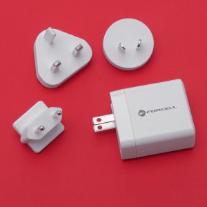 Ładowarka ForCell FORCELL F-ENERGY TFK-TC-45WPDAC ładowarka sieciowa 3w1 Typ C + USB A PD QC4.0 3A 45W z wymiennymi wtyczkami (EU / UK / US) biała 5