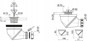 Syfon Tycner Syfon brodzikowy JAMES fi50mm z grzybkiem chrom czyszczony od góry [1/25] 2