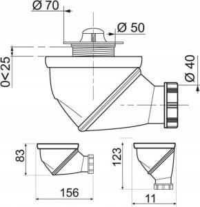 Syfon Tycner Syfon brodzikowy JAMES fi50mm z grzybkiem chrom czyszczony od góry [1/25] 3