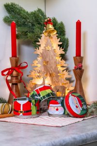 Home Styling Collection Drewniany świecznik, akacja, 22 cm 3