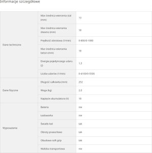 Młotowiertarka Hikoki HIKOKI MŁOTOWIERTARKA 18V DH18DPA W4Z  1,3J 5