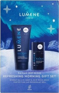 Lumene LUMENE_SET Raikas Refreshing Morning Hydrating Body &amp; Hair Wash 200ml + Protecting 24H Deodorant 70g żel pod prysznic + antyperspirant w sztywcie 1