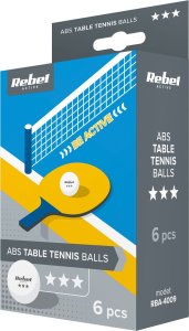 Rebel Active - RBA-4009 Zestaw piłeczek do tenisa stołowego, ABS, 6szt. 2