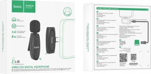 Mikrofon Hoco HOCO mikrofon krawatowy bezprzewodowy Typ C L15 czarny 8