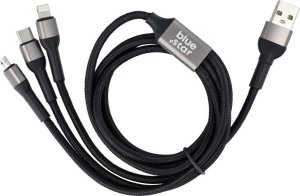 Kabel USB Blue Star USB-A - USB-C + micro-B + Lightning 1.2 m Czarny 3