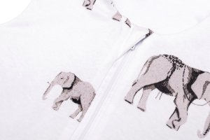 PULP BAMBOO Śpiworek całoroczny do spania dla dzieci TOG 1,75- Duże Słonie- do 6 miesiąca 2