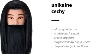Activeshop Główka treningowa z brodą fryzjerska Gabbiano WZ4 syntetyczne włosy, kolor 1H, długość 8"+6" 7