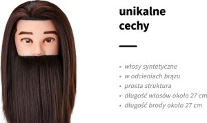 Activeshop Główka treningowa z brodą fryzjerska Gabbiano WZ4 syntetyczne włosy, kolor 4H, długość 8"+6" 7