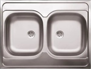 Zlewozmywak Kuchinox SK2_020T / KUCHINOX / ZLEW / STALOWY NAKŁADANY 2KOM. 60X80 GŁADKI + SYFON (OKS_B14K) / 12