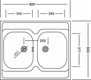 Zlewozmywak Kuchinox SK2_020T / KUCHINOX / ZLEW / STALOWY NAKŁADANY 2KOM. 60X80 GŁADKI + SYFON (OKS_B14K) / 2