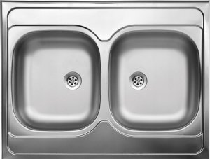 Zlewozmywak Kuchinox SK2_020T / KUCHINOX / ZLEW / STALOWY NAKŁADANY 2KOM. 60X80 GŁADKI + SYFON (OKS_B14K) / 8