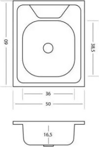 Zlewozmywak Kuchinox SK6_010T / KUCHINOX / ZLEW / 60 STALOWY NAKŁADANY 60X50 1KOM, GŁADKI + SYFON (OKS_B13Y)  / 3