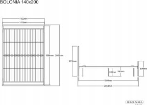 Signal Łóżko metalowe BOLONIA 140X200 białe 5