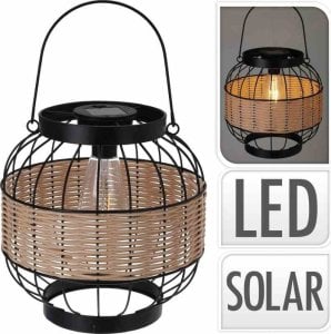 Home Styling Collection Lampion solarny z dekorem z plecionki i z szerokim uchwytem, Ø 24 x 24 cm 1